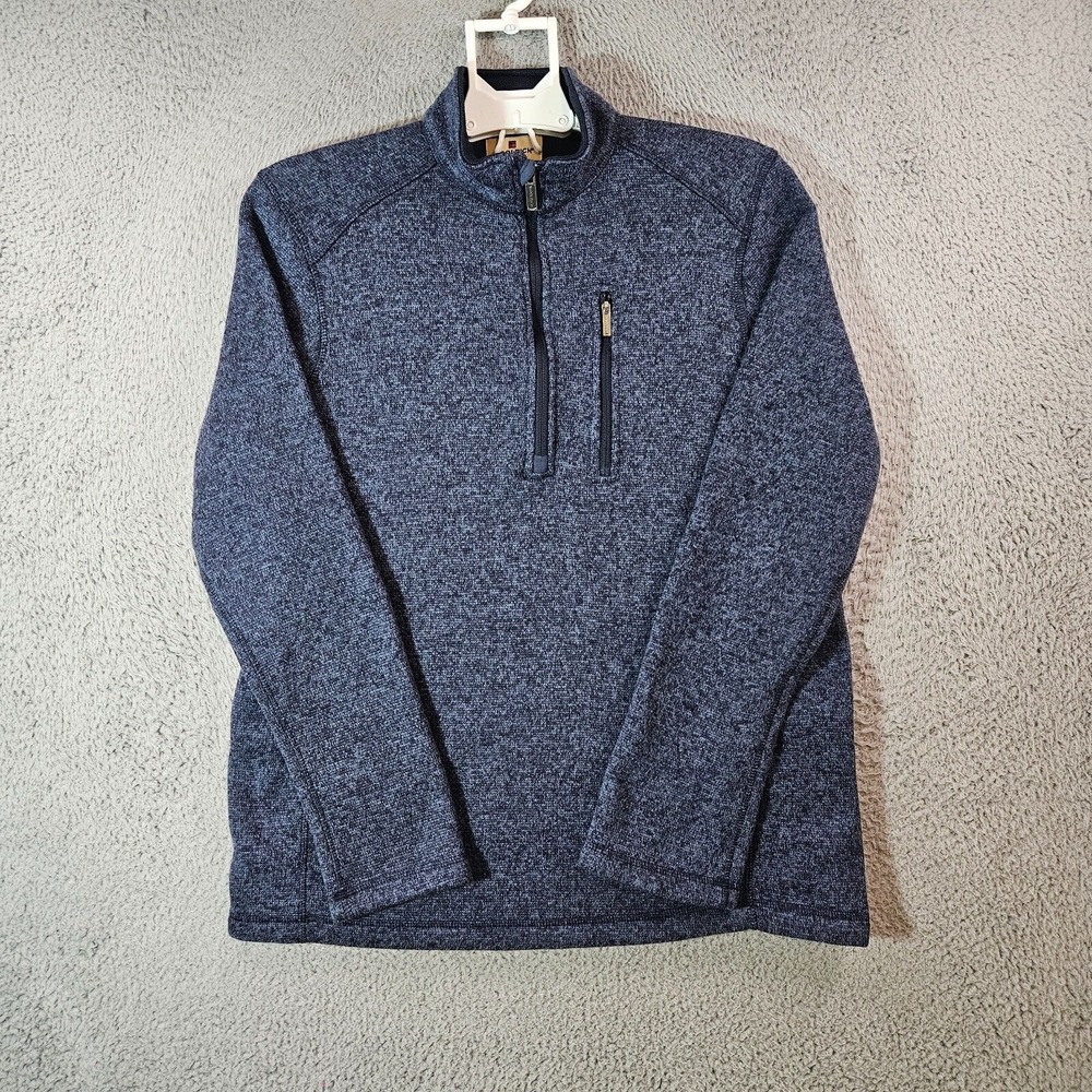 Woolrich Sweater Men‎ Medium 1/4 Zip Knit Fleece Lined Pullover Blue - M